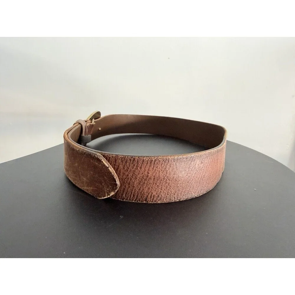 American Eagle Outfitters Women’s Brown Leather Belt Small Replay With Love Buck - Picture 7 of 13